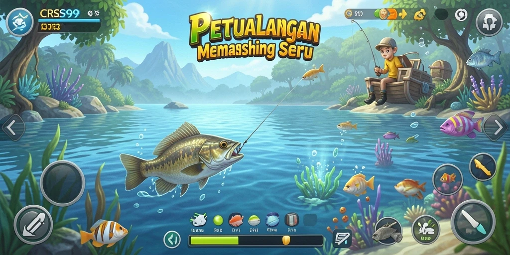 Tampilan gameplay CRS99 dengan suasana memancing yang menakjubkan.