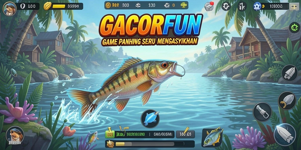 Gameplay seru saat menangkap ikan di GACORFUN yang menampilkan keindahan laut.