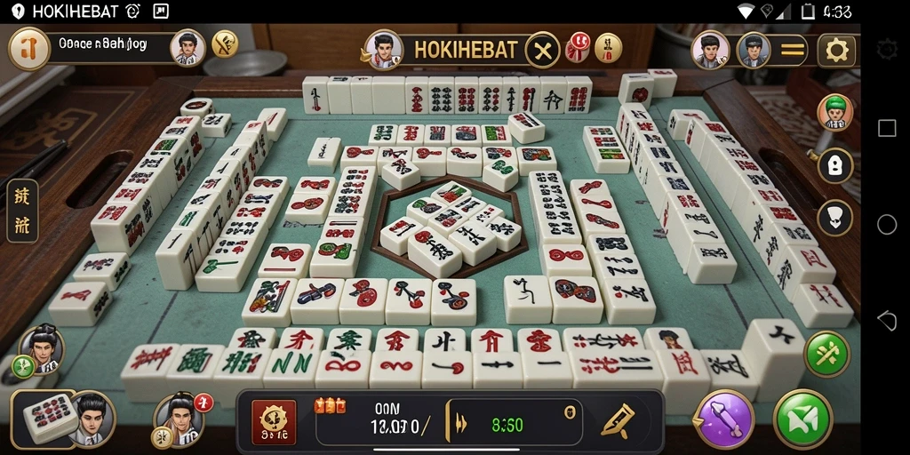 Tampilan gameplay Mahjong HOKIHEBAT yang seru dan menantang.